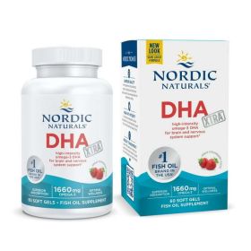 Nordic Naturals DHA Xtra Omega-3 Softgels, Strawberry, 1660 Mg, 60 Ct