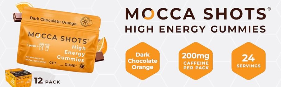 Mocca Shots Energy Gummies with Caffeine (Flavor: Mocca Shots Dark Chocolate Orange)