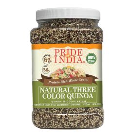 Pride Of India - Natural Three Color Quinoa - 100% Royal Bolivian Superior Grade Protein Rich Whole Grain, 1.5 Pound (24oz) Jar (size: 3.3 LB)